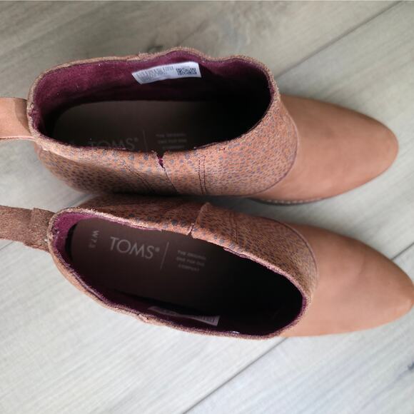 Toms Tan Oiled Nubuck Cheetah Suede Leilani Booties Women Sz 7.5 US - Picture 12 of 12